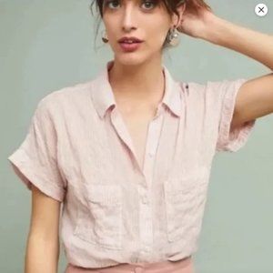 Anthropologie Cloth & Stone Women's Pink Striped Button Down Top Size M